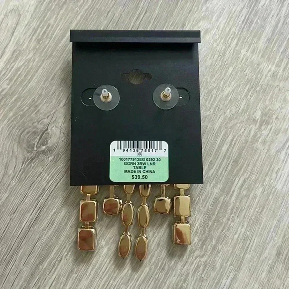 I.N.C Mixed-Metal Crystal Linear Earrings - Picture 3 of 4